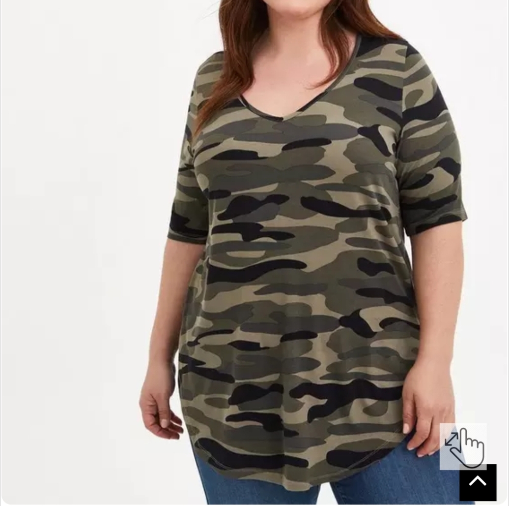 Torrid Camo V-Neck Knit Top